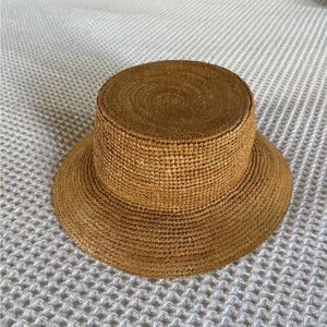 J.Crew Natural Straw Bucket Hat - Brown Trim